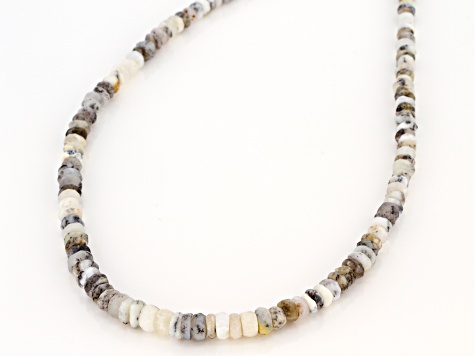 Dendretic Opal Sterling Silver Bead Strand Necklace