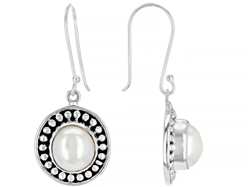 Picture of White Cultured Freshwater Pearl Silver Dangle Earrings