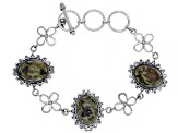 Rainforest Jasper Sterling Silver Floral Bracelet