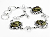 Rainforest Jasper Sterling Silver Floral Bracelet