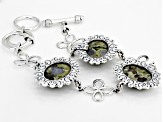 Rainforest Jasper Sterling Silver Floral Bracelet