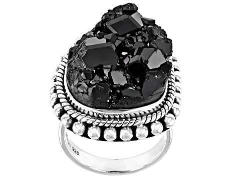Black Garnet Rough Sterling Silver Ring - IDA961 | JTV.com