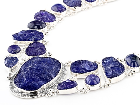Rough Tanzanite Sterling Silver  Necklace