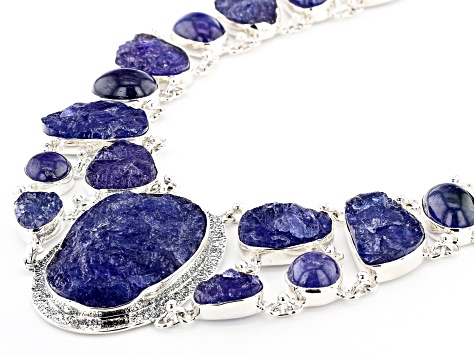 Rough Tanzanite Sterling Silver Necklace