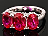 Red Lab Created Ruby Rhodium Over Sterling Silver Ring 5.04ctw