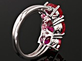 Red Lab Created Ruby Rhodium Over Sterling Silver Ring 5.04ctw