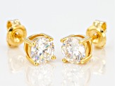 White Strontium Titanate 18k yellow gold over sterling silver stud earrings 2.27ctw