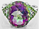 Green Mystic® quartz rhodium over sterling silver ring 6.49ctw