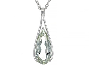Green Prasiolite Rhodium Over Silver Pendant With Chain 7.33ctw