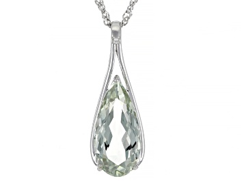 Picture of Green Prasiolite Rhodium Over Silver Pendant With Chain 7.33ctw