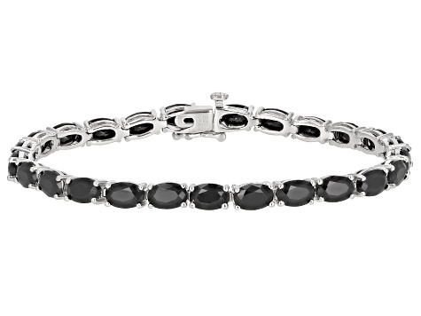 Black Spinel Sterling Silver Tennis Bracelet 13.32ctw