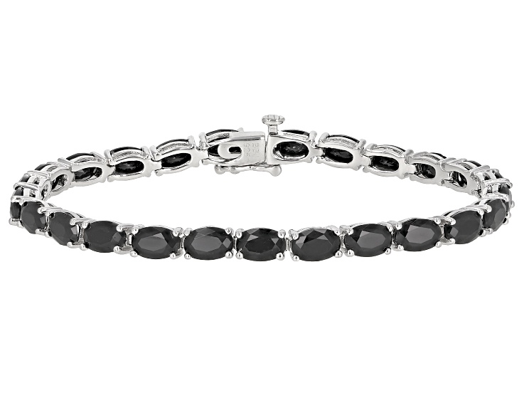 Real 925 sterling silver sapphire spinel tennis fashion bracelet box lock clasp