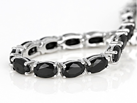 Black Spinel Sterling Silver Tennis Bracelet 13.32ctw