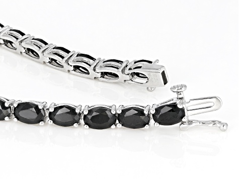 Black Spinel Sterling Silver Tennis Bracelet 13.32ctw