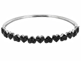 Black Spinel Rhodium Over Sterling Silver Hinged Bangle Bracelet 2.05ctw