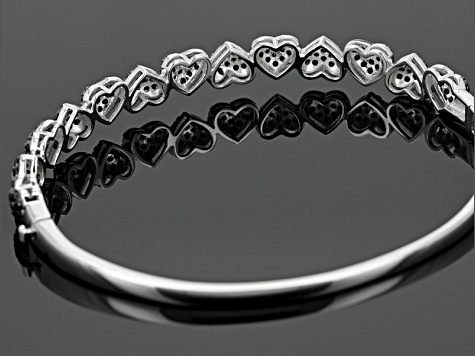 Black Spinel Rhodium Over Sterling Silver Hinged Bangle Bracelet 2.05ctw