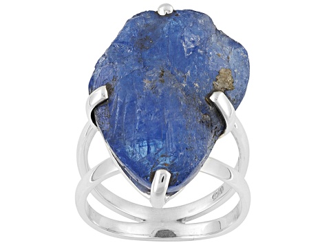 Blue Rough Tanzanite Sterling Silver Ring