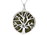 Green Connemara Marble Sterling Silver Fairy Tree Pendant With Chain.