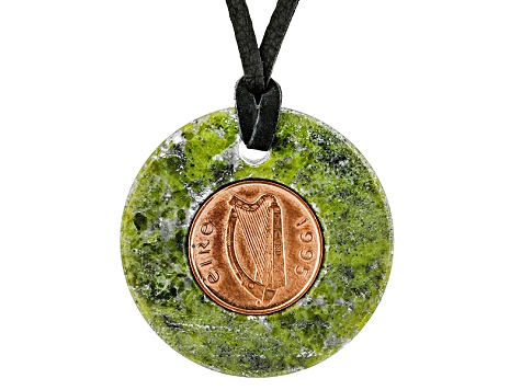 Green Connemara Marble Leather Cord Necklace