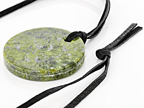 Green Connemara Marble Leather Cord Necklace