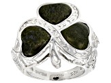 Green Connemara Marble Sterling Silver Shamrock Ring