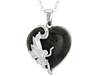 Picture of Green Connemara Marble Sterling Silver Fairy Pendant With Chain.
