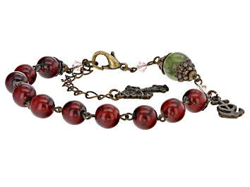 Picture of Green Connemara Marble Bronze Tone Over Brass Rosary Bracelet