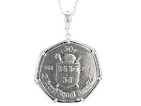 Millenium 50p Coin Sterling Silver Enhancer With Chain