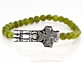Green Connemara Marble Silver Cross Bracelet