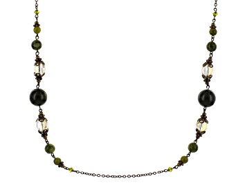 Picture of Glass Bead & Connemara Marble Antique Tone Necklace
