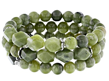 Picture of Green Connemara Marble Bead 3 Stretch Bracelet Set