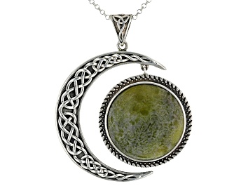 Picture of Connemara Marble Sterling Silver Sun And Moon Pendant With Chain