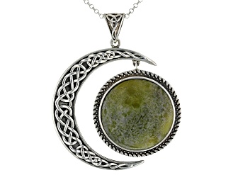 Connemara Marble Sterling Silver Sun And Moon Pendant With Chain