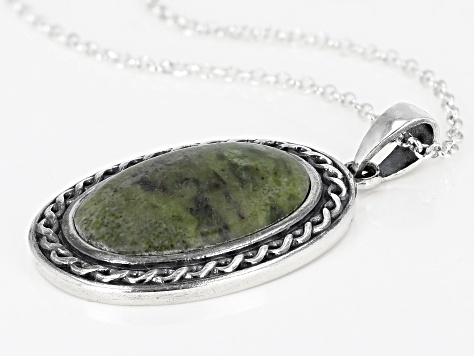 Connemara Marble Sterling Silver Shield Pendant With Chain