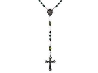 Glass Beads & Connemara Marble Bronze Tone Irish Rosary