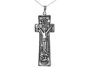 Sterling Silver Penal Cross Pendant W/ Chain