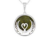 Connemara Marble Swan Overlay Sterling Silver Enhancer with 18" Chain