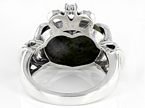 Connemara Marble Silver Claddagh Ring