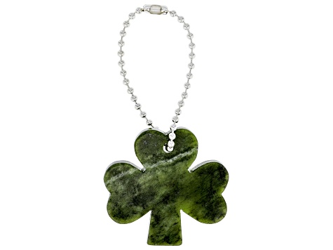 Shamrock Connemara Marble Silver Tone  Key Chain