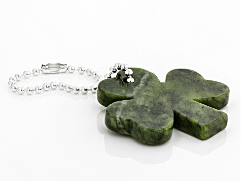 Shamrock Connemara Marble Silver Tone  Key Chain