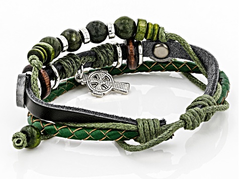 Green Connemara Marble Leather Bracelet