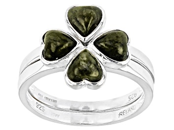 Picture of Connemara Marble Sterling Silver 4 Leaf Clover Set of 2 Rings