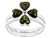 Connemara Marble Sterling Silver 4 Leaf Clover Set of 2 Rings