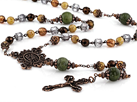 Connemara Marble Antiqued Gold-Tone St. Michael Protection Rosary