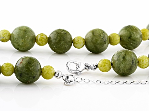 Green Connemara Marble Sterling Silver Beaded Necklace