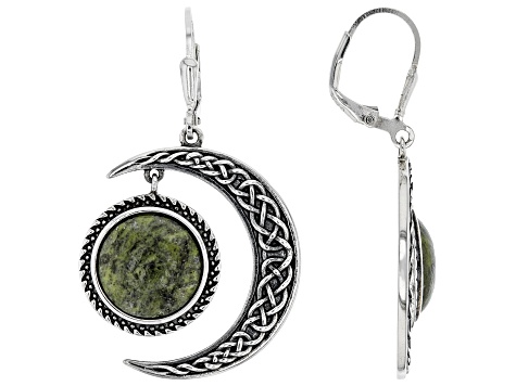 Connemara Marble Silver Sun &  Moon Dangle Earrings