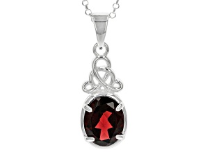 Garnet Sterling Silver Celtic Pendant  With 24" Chain 2.50ct