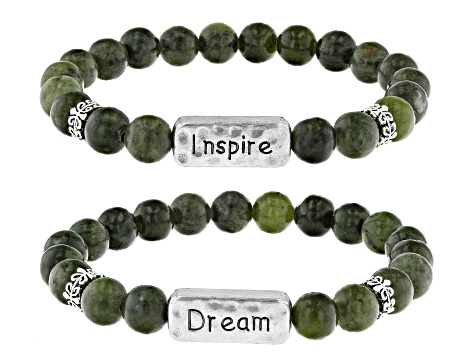 Connemara Marble Silver Over Brass Set of 2 Inspire & Dream Bracelets 8mm