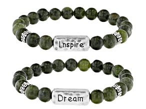 Connemara Marble Silver Over Brass Set of 2 Inspire & Dream Bracelets 8mm