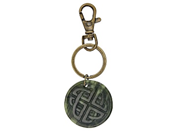 Picture of Carved Connemara Marble Antiqued Gold Tone Key Chain